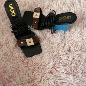 EGO Black and Brown Strappy Sandals